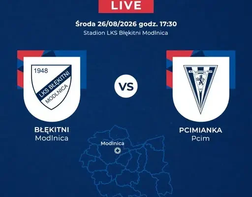 Transmisja meczu Błękitni Modlnica – Pcimianka Pcim w Małopolskiej 4. Lidze