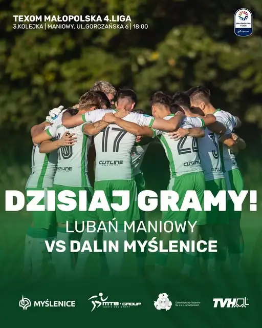 Piłkarze Dalinu Myślenice zagrają dziś na wyjeździe z Lubaniem Maniowy