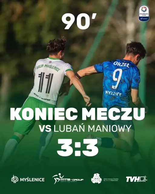 Remis Dalinu Myślenice z Lubaniem Maniowy 3:3 w emocjonującym meczu
