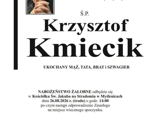 Nabożeństwo żałobne śp. Krzysztofa w Myślenicach – 26 sierpnia