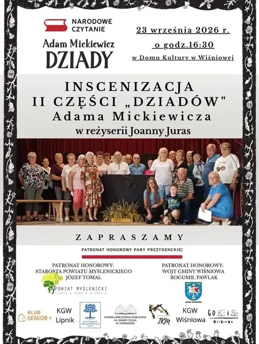 Narodowe Czytanie „Dziadów” w Wiśniowej – inscenizacja, muzyka i wspólne czytanie