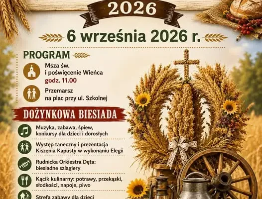 Rudnickie Plonobranie 2026 – święto plonów w Rudniku już 6 września