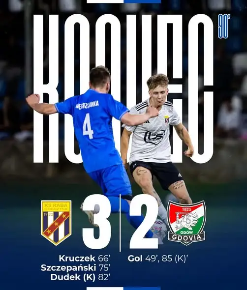 Raba Dobczyce pokonuje lidera! 3:2 po szalonej drugiej połowie