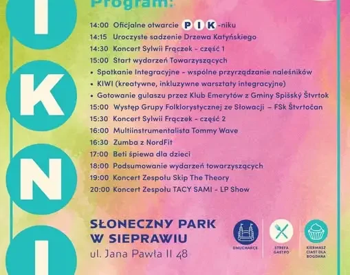 Piknik, Integracja, Kultura 2026 w Sieprawiu już w niedzielę!