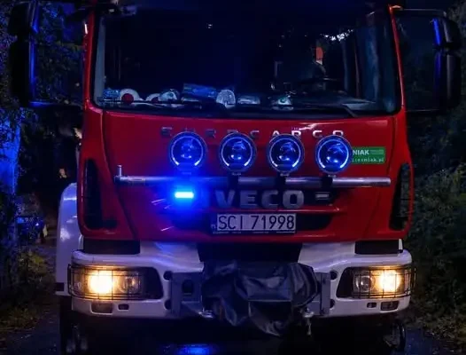 Pożar ciężarówki przy ul. Gahura w Wiśle – interwencja OSP Jawornik
