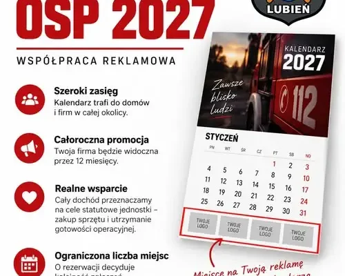 Kalendarz OSP Lubień 2027 – trwa nabór reklamodawców