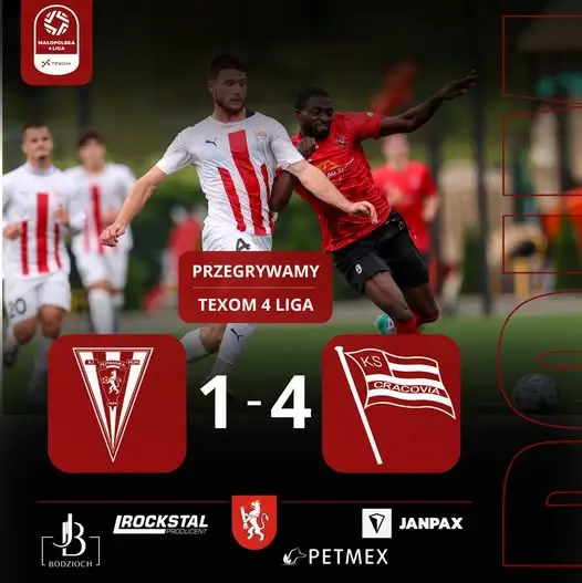 Pcimianka Pcim przegrywa z rezerwami Cracovii 1:4 w meczu 4. ligi