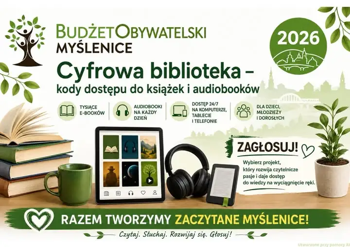 Myślenice: głosuj na „Cyfrową bibliotekę” – ebooki, audiobooki i spotkanie autorskie